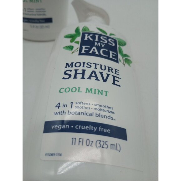 Kiss My Face Lot Pack Of 2 Moisture Shave Cool Mint 11 fl.oz 4 in 1 vegan soften - Picture 4 of 4